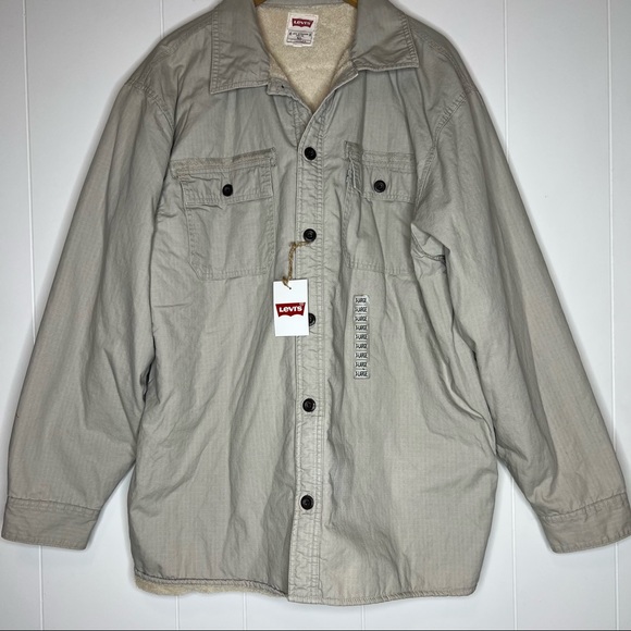 Levi's Other - NWT Levi's Men's Khaki Fleeced Lined Button Down Pocket Shirt Sz XL